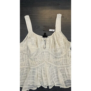 Future Collection Womens Gathered Corset Top, Cream Size 1X